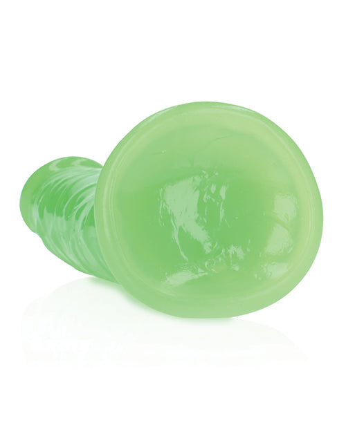 RealRock Slim Glow in the Dark Dildo with Suction Cup 7in - Green