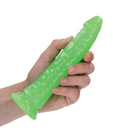 RealRock Slim Glow in the Dark Dildo with Suction Cup 7in - Green