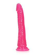 RealRock Slim Glow in the Dark Dildo with Suction Cup 7in - Pink
