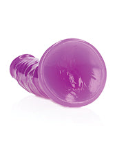 RealRock Slim Glow in the Dark Dildo with Suction Cup 7in - Purple