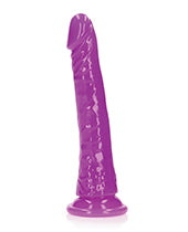 RealRock Slim Glow in the Dark Dildo with Suction Cup 8in - Purple