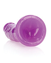 RealRock Slim Glow in the Dark Dildo with Suction Cup 8in - Purple