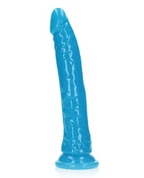 Shots RealRock 9" Slim Dildo Glow in the Dark - Neon Blue