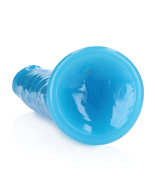 Shots RealRock 10" Slim Dildo Glow in the Dark - Neon Blue