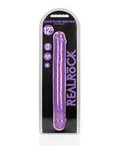 Shots RealRock 12" Double Dong Glow in the Dark - Neon Purple