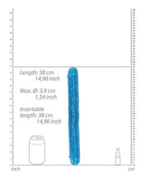 Shots RealRock 15" Double Dong Glow in the Dark - Neon Blue