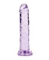 RealRock Crystal Clear Straight No Balls Dildo 6in - Purple