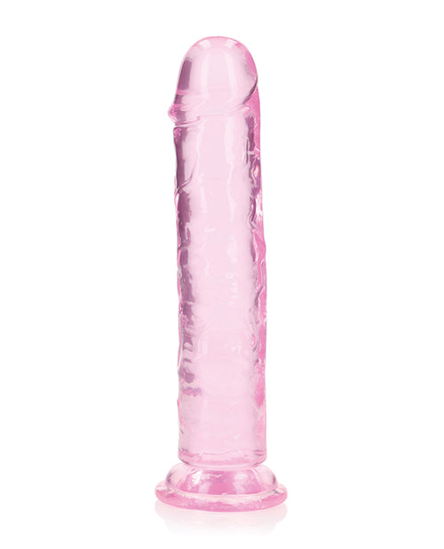 RealRock Crystal Clear Straight No Balls Dildo 8in - Pink