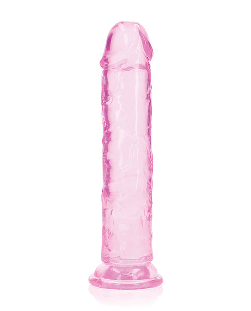 RealRock Crystal Clear Straight No Balls Dildo 8in - Pink