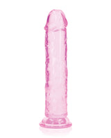 RealRock Crystal Clear Straight No Balls Dildo 8in - Pink