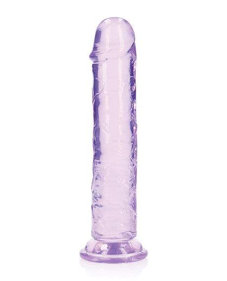 RealRock Crystal Clear Straight No Balls Dildo 8in - Purple