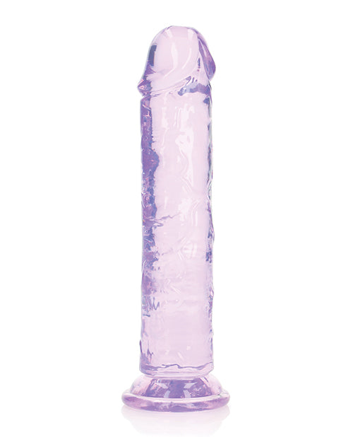 RealRock Crystal Clear Straight No Balls Dildo 8in - Purple