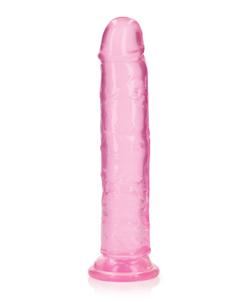 RealRock Crystal Clear Straight No Balls Dildo 9in - Pink