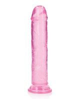 RealRock Crystal Clear Straight No Balls Dildo 9in - Pink