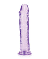 RealRock Crystal Clear Straight No Balls Dildo 9in - Purple