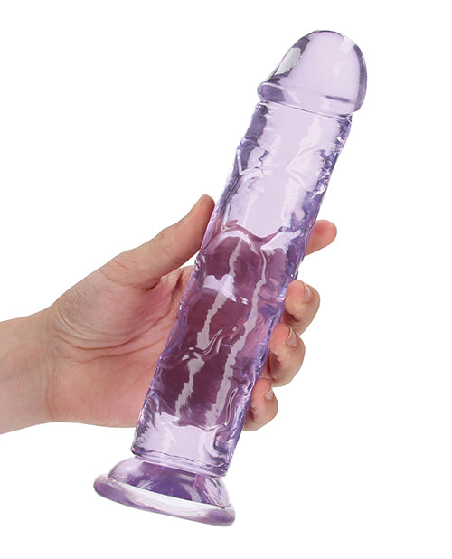 RealRock Crystal Clear Straight No Balls Dildo 9in - Purple