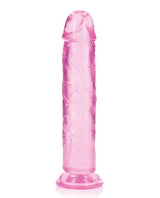 RealRock Crystal Clear Straight No Balls Dildo 10in - Pink