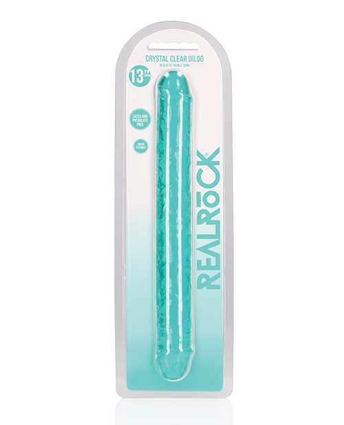 Shots RealRock Crystal Clear 13" Double Dildo - Turquoise