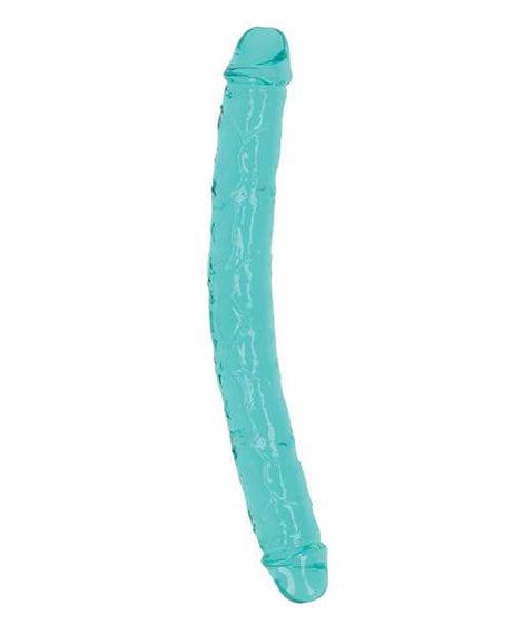 Shots RealRock Crystal Clear 13" Double Dildo - Turquoise