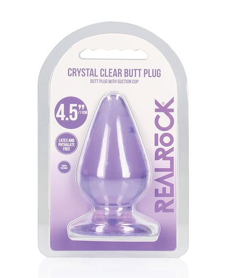 Shots RealRock Crystal Clear 4.5" Anal Plug - Purple