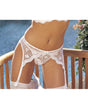 Scalloped Embroidery Garterbelt w/Adjustable Front & Back Garters White O/S