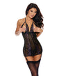 Lace & Mesh Peek a Boo Chemise w/Gar