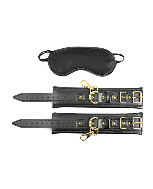 Cuffs and Blindfold Set - Special Edition -Black/Gold