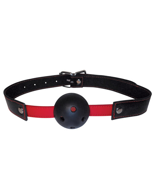 Sex and Mischief Hush Ball Gag Adjustable Strap - Black/Red