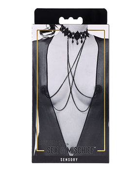 Sex & Mischief Lace Collar with Nipple Ties