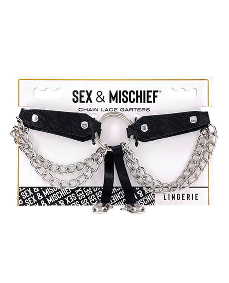 ["Sex & Mischief Chain Lace Garters"]