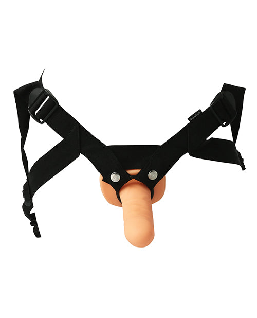 Sportsheets Everlaster Stud Hollow Dong With Strap-On Harness - Black/Vanilla