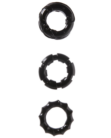 MALESATION Stretchy Cock Rings - Pack of 3 Black