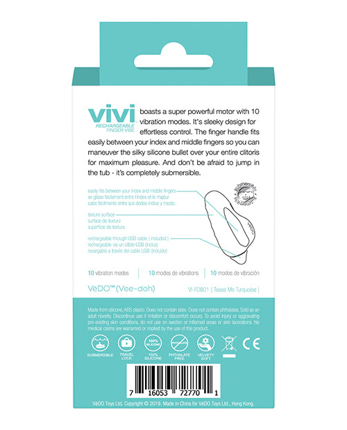 VeDO VIVI Rechargeable Finger Vibe - Tease Me Turquoise