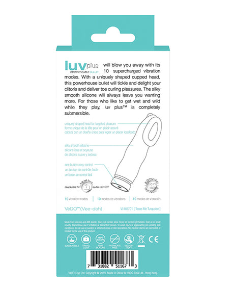 VeDO Luv Plus Rechargeable Vibe - Tease Me Turquoise