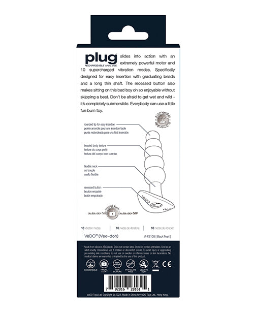 VeDO Plug Rechargeable Anal Plug - Black