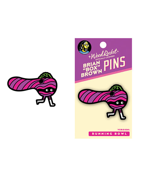 Wood Rocket Box Brown: Running Bowl Enamel Pin