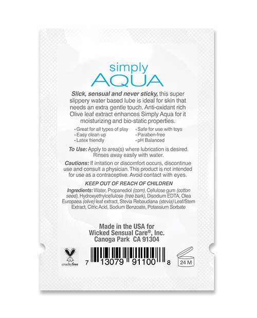 Wicked Sensual Care Simply Aqua Water Based Lubricant - .1 oz