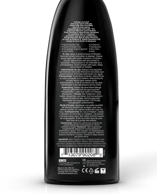 Wicked Aqua Water Based Sensitive Hypoallergenic Lubricant 8oz