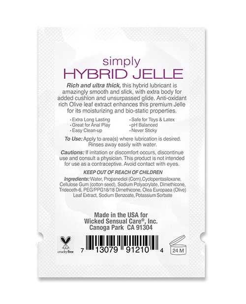 Wicked Sensual Care Simply Hybrid Jelle Lubricant - .1 oz