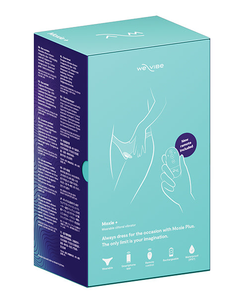 We-Vibe Moxie+ Wearable Rechargeable Silicone Panty Vibrator with Remote Control - Aqua