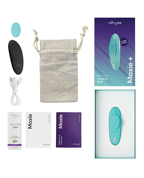 We-Vibe Moxie+ Wearable Rechargeable Silicone Panty Vibrator with Remote Control - Aqua