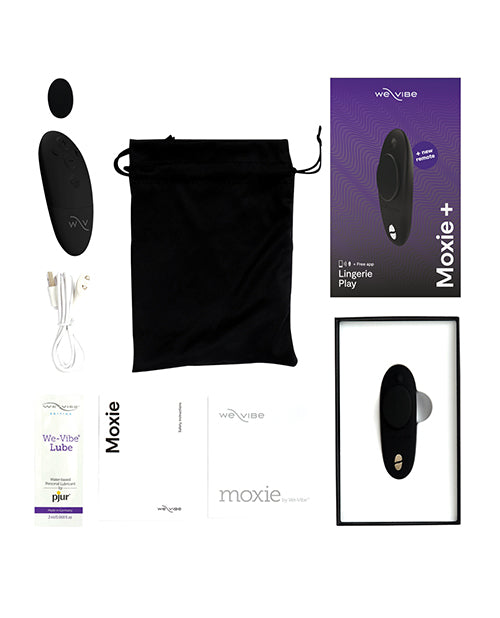 We-Vibe Moxie+ Wearable Rechargeable Silicone Panty Vibe Clitoral Stimulator with Remote Control - Black