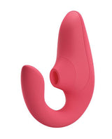 Womanizer Blend Rechargeable Silicone Vibrator with Clitoral Stimulator - Vibrant Rose