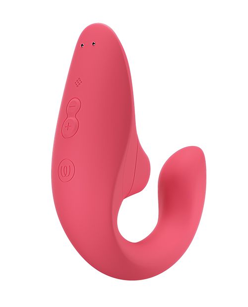 Womanizer Blend Rechargeable Silicone Vibrator with Clitoral Stimulator - Vibrant Rose