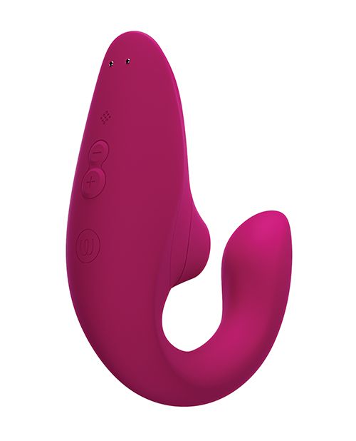 Womanizer Blend Rechargeable Silicone Vibrator with Clitoral Stimulator - Vibrant Pink