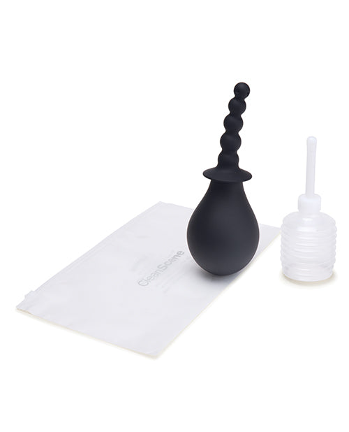 CleanScene Soft Squeeze Beaded Anal Douche Set with Flared Base (4 Piece) - Black