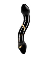 Secret Kisses Handblown Double Ended Glass Dildo 7.5in - Black/Gold