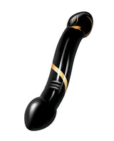Secret Kisses Handblown Double Ended Glass Dildo 7.5in - Black/Gold