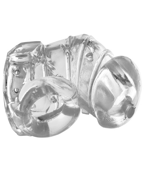 Master Series Detained 2.0 Restrictive Chastity Cage with Nubs - Clear