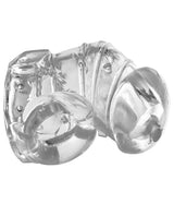 Master Series Detained 2.0 Restrictive Chastity Cage with Nubs - Clear